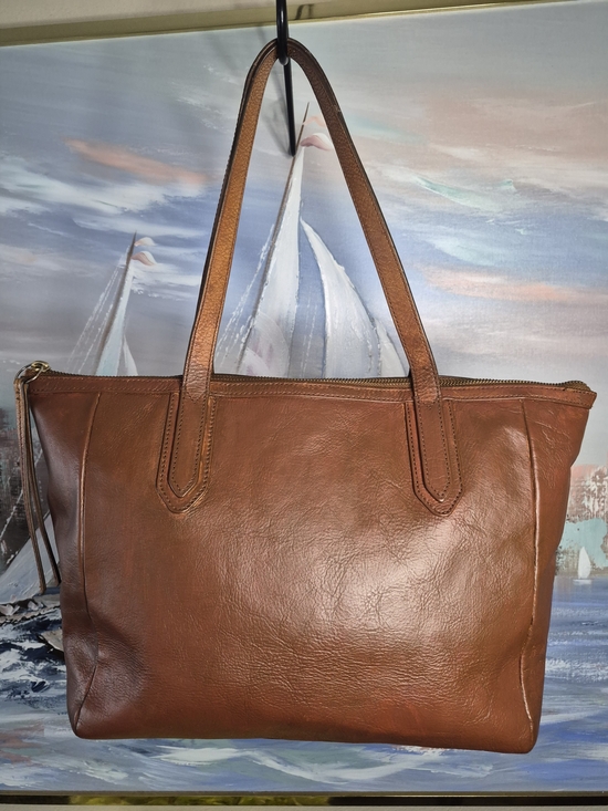Fossil Handbags - Fossil Cognac Leather Shoulder Tote